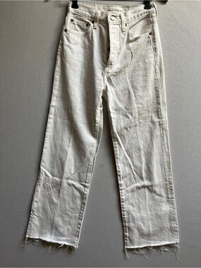 Denim Forum The Farrah High Rise Wide Leg Jeans White 24